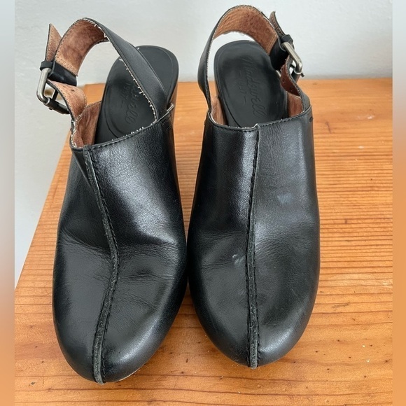 Madewell Saddle Black Leather Slingback Mule Stacked Heel - Picture 2 of 10